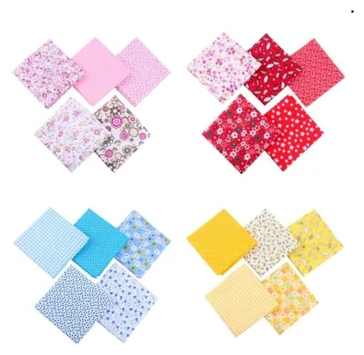 Produktbild von 5 Stück Baumwollstoff 50 x 50 cm Patchwork DIY Stoffpaket Dunkelblau