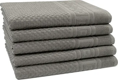 Produktbild von Duschtücher 5er Set, 70x140 cm, grau, Baumwolle, mit Waffelmuster