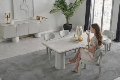 Image de Table rectangulaire design, table en bois exclusive, table de cuisine