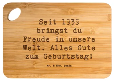 Produktbild von Mr. & Mrs. Panda holzschneidebrett Spruch 1939 Geburtstag Freude - Transparent - Geschenk, Frühstücksbrettchen, seit, Brett, Happy Birthday, Geburtsjahr, Geboren am
