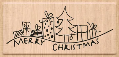 Produktbild von HEYDA 211801400 Stempel Weihnachten Geschenke! Holz matt lackiert