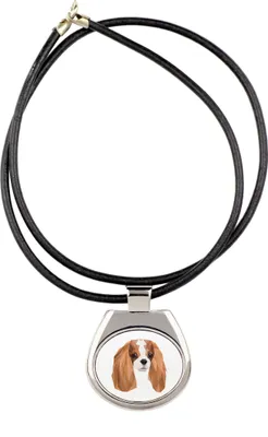 Immagine prodotto di Cavalier King Charles Spaniel - Collana con una foto e una scritta geometrica del marchio Art-Dog
