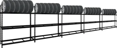 Produktbild von Mega Deal | 5x Reifenregal Tiger XL | HxBxT 200x180x45 cm | 300kg Fachlast | bis zu 105 Reifen | Schwarz