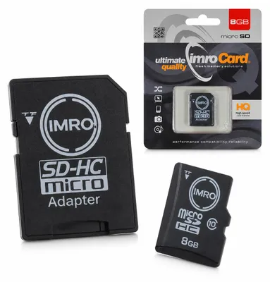Zdjęcie produktu dla Imro karta pamięci 8GB microSDHC kl. 10 + adapter