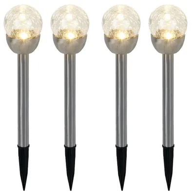 Produktbild von 4er Set LED Außenleuchte, Solarlampe, Edelstahl, silber