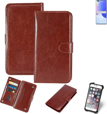 Produktbild von K-S-Trade 360° Hülle kompatibel mit Huawei nova 9 Pro braun Kunstleder Case BookCase WalletCase Kunstlederederhülle Handyhülle, Rundumschutz