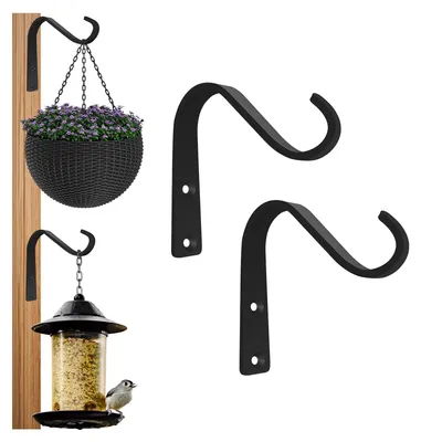 Gusseiserne Pflanzenhaken 4er-Set, 12,5 cm, schwarz, für Innen und Außen