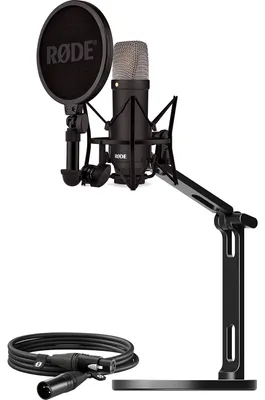 Image de RODE NT1 Signature+câble XLR+bras de studio de bureau noir Bundle