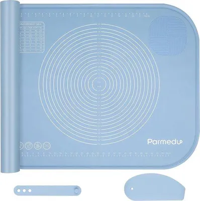 Produktbild von Famanu Silikon Backmatte 80 x 60 cm - Antihaftbeschichtung mit Aufbewahrungsriemen und Teigschneider