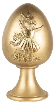 Image de Clayre & Eef Figurine de décoration Oeuf Ø 14x24 cm Plastique doré