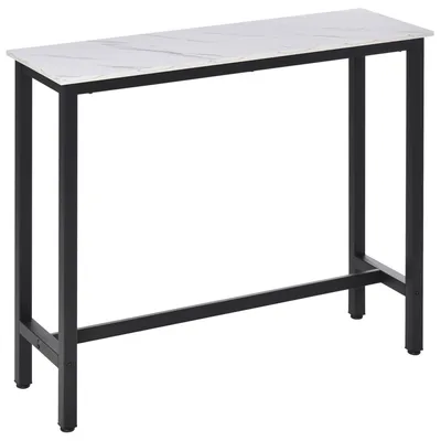 Produktbild von HOMCOM Bartisch Stehtisch mit Marmoroptik 120 x 40 x 100 cm Weiß+Schwarz