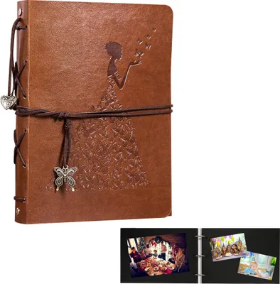 Zdjęcie produktu dla Album fotograficzny do samodzielnego zaprojektowania, albumy fotograficzne czarne strony fotoksiążka do wklejenia do albumu, vintage skórzany scrapbook walentynkowy prezent na rocznicę urodzin