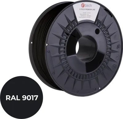 Image de Tisková struna (filament) C-TECH PREMIUM LINE, ASA, dopravní černá, RAL9017, 1,75mm, 1kg