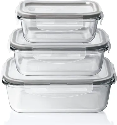 Image de GOURMETmaxx Boîtes fraîcheur en verre Klick-it 6 pcs. | Lavable au lave-vaisselle, micro-ondes et congélateur | Couvercle avec joint d'étanchéité en silicone, valve pour micro-ondes et fermeture à 4 clics [anthracite]