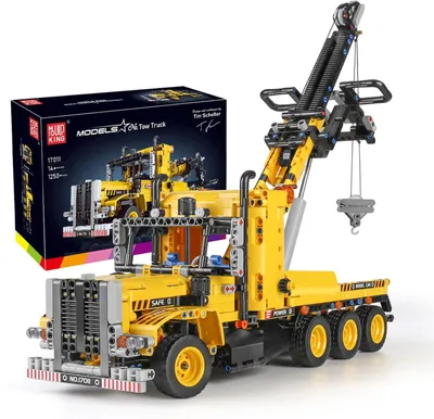 Zdjęcie produktu dla Mould King 17011 Technik, holownik z dźwigiem, klocki konstrukcyjne, 1250 elementów, seria inżynieryjna, model ciężarówki, zestaw montażowy, budowa przyczepy, konstrukcyjne pojazdy (bez silnika)