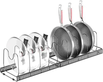 Produktbild von PolkaHome® Topfdeckelhalter, Aufbewahrungsregal mit 10 verstellbaren Fächern, Deckelhalter, Schublade für Topfdeckel, Pfannenhalter für