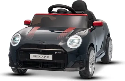 Produktbild von Elektrisches Kinderfahrzeug Mini Cooper 12V, schwarz, MP3-Player mit USB- und Bluetooth-Anschluss, 2,4-GHz-Fernbedienung, 2 x 25 W Motor, Lithium-Akku, LED-Lichter, ORIGINAL-Lizenz