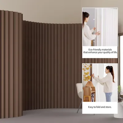 Image de Paravent en papier, pliable, couleur marron, dimensions 300 x 260 cm