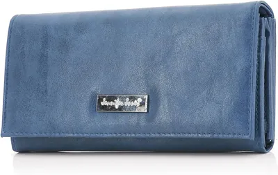 Produktbild von Damen Portemonnaie mit vielen Kartenfächer, Geldbörse aus Kunstleder, Geldbeutel für Frauen (Blau)