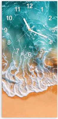 Produktbild von Wanduhr aus Glas mit Motiv Meereswellen- 30 x 60 cm - inkl. Aufhängesystem