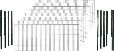 Produktbild von Doppelstabmattenset Typ 6/5/6 inkl Pfosten mit 1 Eckpfosten mit Flachhalter 143 cm x 20 m, grün