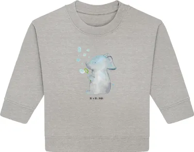 Produktbild von Mr. & Mrs. Panda Organic Baby Pullover Elefant Seifenblasen 6. - 12. Monat - Heather Grey - Geschenk, Liebesspruch, Heimat, Elefanten, Liebe, Bullover, Lustige Sprüche