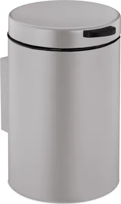 Produktbild von Relaxdays Kosmetikeimer Wandmontage, 3 l, Absenkautomatik, Inneneimer, Edelstahl, runder Badezimmer Mülleimer, beige