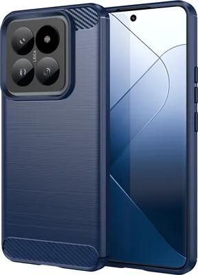 Produktbild von Hülle für Xiaomi 14 Pro Carbon-Faser Weich TPU Silikon Stoßfest Handyhülle Blau