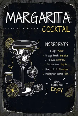 Produktbild von vianmo Holzschild 18x12 cm Margarita Cocktail Recipe