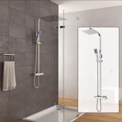 Productafbeelding van Thermostatische Regendouche - Doucheset - Handdouche - Douchekop - Douchekraan - 40x40 cm Regendouchekop