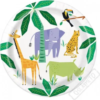 Obrázek produktu pro Papírové talíře Animal Safari 23 cm, 8 kusů