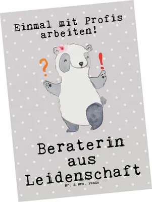 Produktbild von Mr. & Mrs. Panda Grußkarte Beraterin Leidenschaft - Grau Pastell - Geschenk, Postkarten, IT Beratung, Ansichtskarten, Beruf, Lustig, Spruch, Ansichtskarte, Postkarte