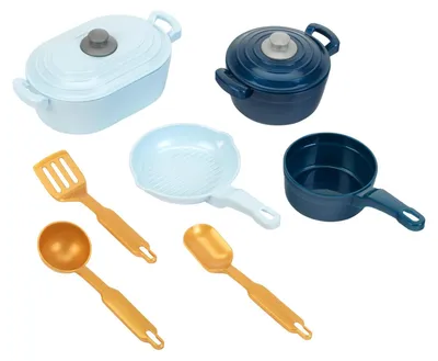 Obrázok produktu pre Kuchárske pomôcky | Odolné detské riady | Súčasťou balenia sú hrniec, panvica a grilovacia panvica | Hračky vhodné pre deti od 2 rokov