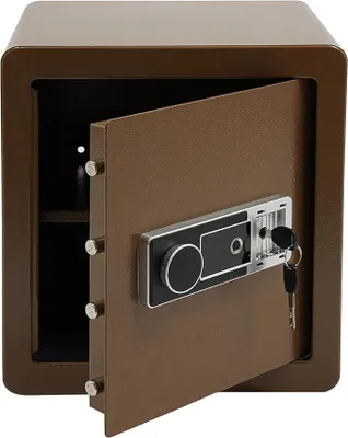 Produktbild von Tresor mit Einwurfschlitz, Einwurftresor Digital Security Safe Box mit Zahlenschloss und Schlüsseln, Briefkasten Safe für Business Office Home (Kaffeegold)