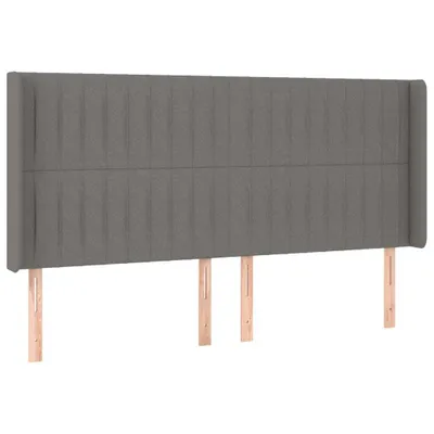 Image de vidaXL Tête de lit avec oreilles gris foncé 163x16x118/128 cm Tissu