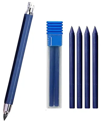 Image de Set de crayons à mine en métal, embout 5,6 mm avec clip, graphite, 4 mines, couleur bleu