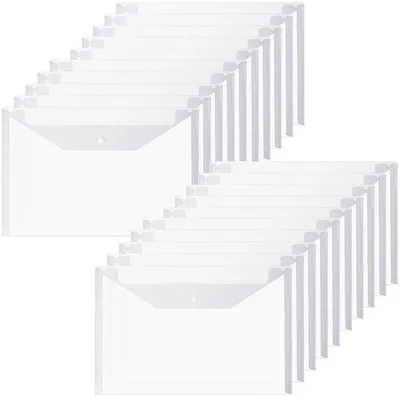 Zdjęcie produktu dla A4-Dokumenttaschen, 20 Stück, transparent, Klettverschluss, für Büro- und Schreibbedarf