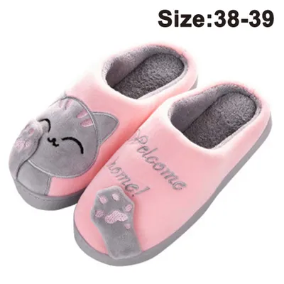 Produktbild von Niedliche Tierhausschuhe, warme Winterhausschuhe aus Memory-Schaum, weiche, gemütliche Booties, rutschfeste Slip-on-Schuhe für Mädchen(38-39, Mädchen rosa)
