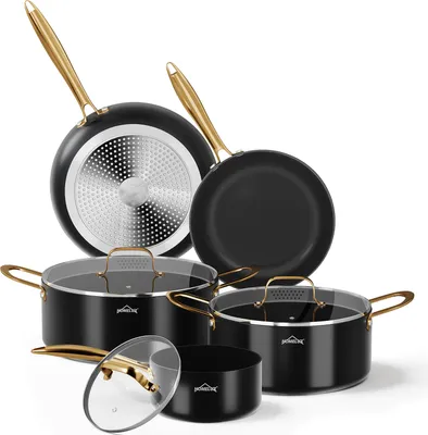 Produktbild von Topfset, HOMELUX Topfset Induktion 8 teilig, Induktions Töpfe Set, Töpfe mit Glasdeckel, Kochtopf-Set, Töpfe und Pfannen set, HL8PC40B