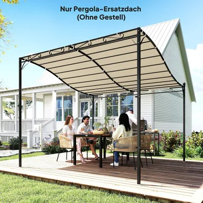 Produktbild von Ersatzdach Pergola 3x3 m wasserabweisend, Pavillondach Polyester 180g/m² 16 Drainagelöcher Klettverschluss, Cremeweiß | 298x293 cm | 1,7 kg