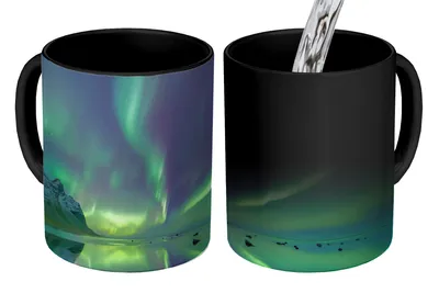 Obrázok produktu pre MuchoWow® Magický pohár Aurora - noc - more 350 ml Pohár na zmenu farby Darček Nápad na darček - Foto hrnček