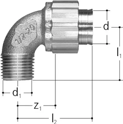 Produktbild von Sanipex Bogen mit Außengewinde und Klemmverbindung DN 20 (R 3/4) x 20 mm 5524.922