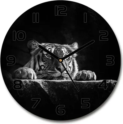 Produktbild von Wanduhr aus Glas 30fi Glasbild Glasuhr Gehärtetes Glas - schwarze-zeiger - Tiger