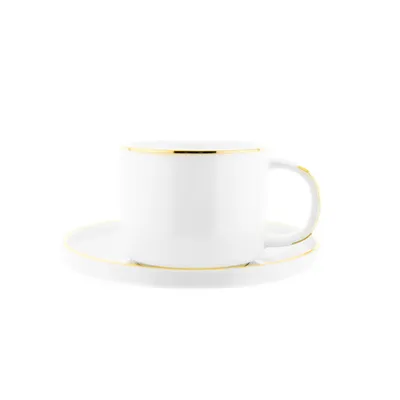 Obrázok produktu pre Mulex 12-dielna porcelánová súprava šálok a podšálok na kávu 200 ml biela/zlatá