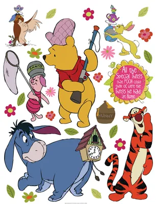 Image de Autocollant mural DisneyPolyuréthanel'ours jaune, bleu, orange et rose - 600199 - 65 x 85 cm