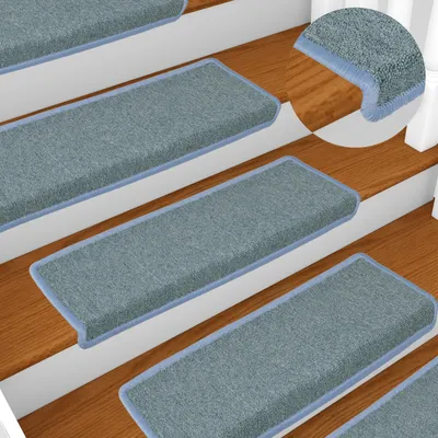 Immagine prodotto di vidaXL Tappetini per gradini 30 pezzi 65x21x4 cm Blu mare Bordo rettangolare