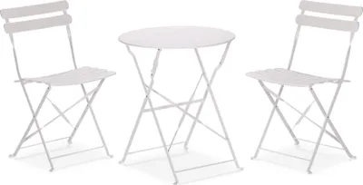Obrázok produktu pre Okrúhly stôl so stoličkami Rebecca Mobili Berenj 71x60x60 Steel White Modern SET 3 ks