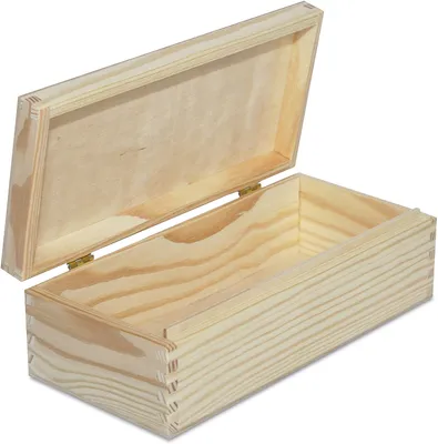 Produktbild von Creative Deco Holz-Kiste mit Deckel | 24 x 11,3 x 7,2 cm | Unlackierte Holz-Box | Kleine Aufbewahrungs-Box | Holz-Schatulle für Lagerung der Wertsachen, Werkzeugen und Zigarren