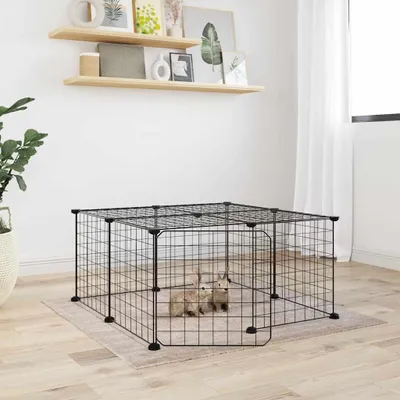 Produktbild von vidaXL 12dílná klec pro domácí mazlíčky s dvířky černá 35x35 cm ocelová