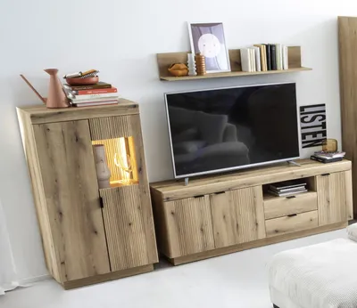 Produktbild von Wohnwand >Delamar< (3-teilig) in Evoke Eiche Nachbildung - 266x165x40 (BxHxT)